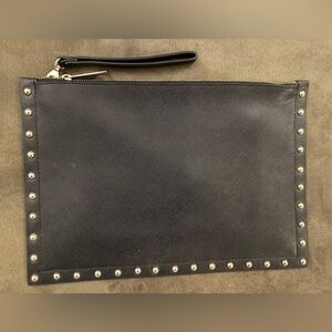White House Black Market black gold Studded Wristlet Zip Pouch
